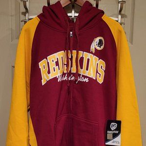 Washington Redskins Hoodie Full Zip Jacket Light Weight Fleece Hands High NWT XL